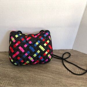 Vtg 90s Ribbon Clutch with Shoulder Strap
